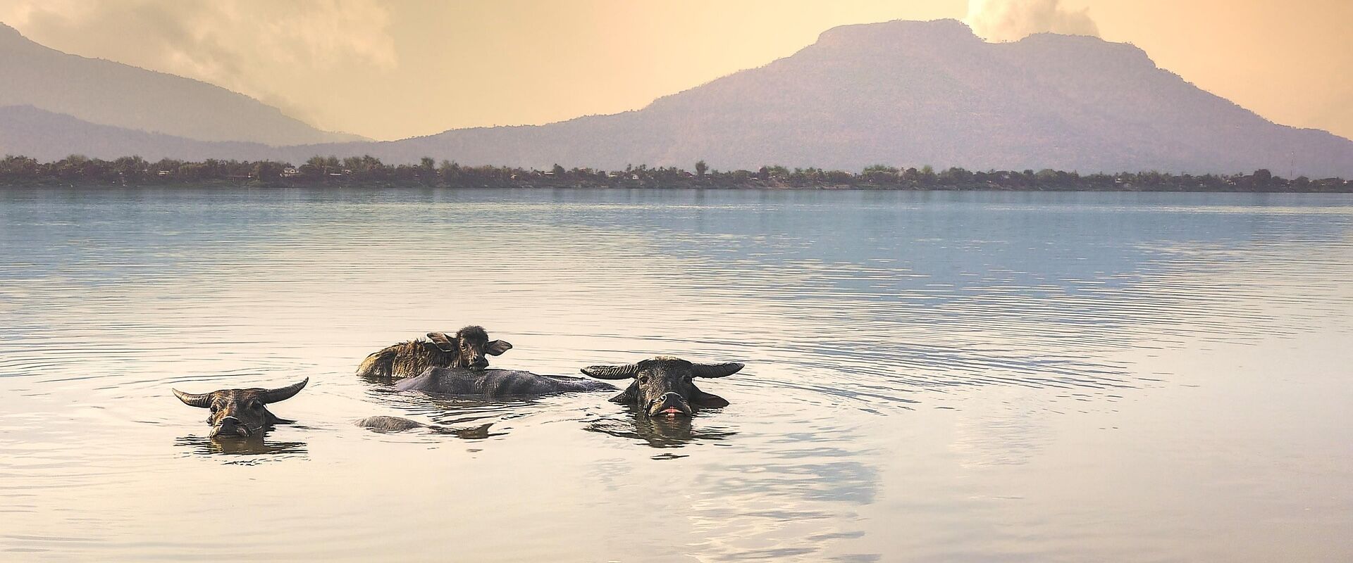 Tranquil Mekong River in Pak Beng on a scenic Pak Beng Travel banner by Legend Travel Group.